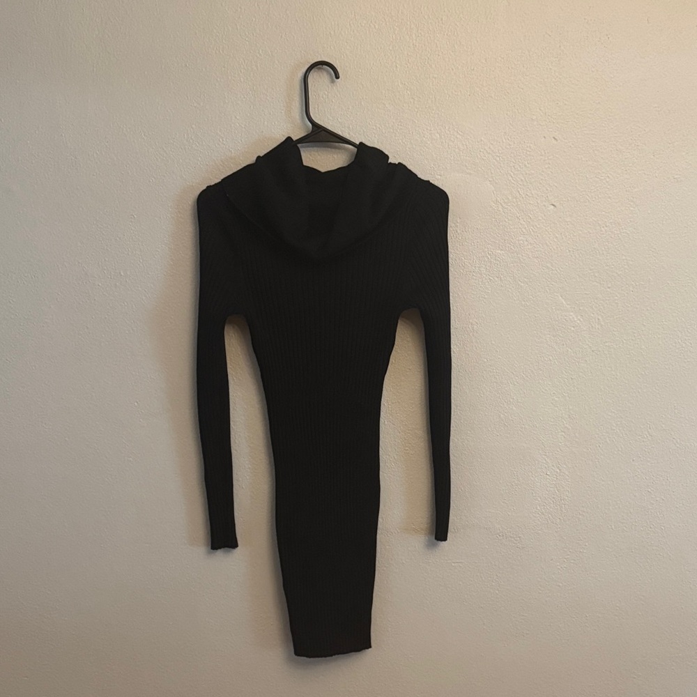 Black Ribbed Knit Dress